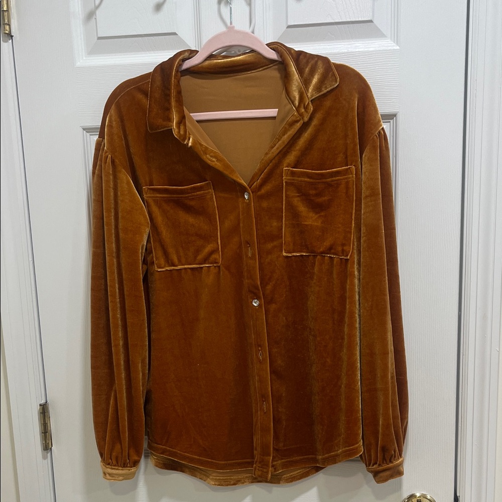 Velvet Button-Up top